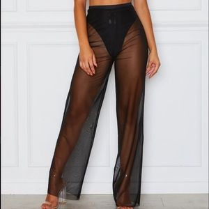 white fox boutique- black mesh pants